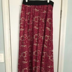 Large lularoe Lucy skirt wine colored lace